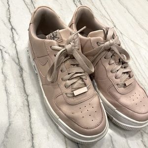Nike Air Force 1s in rose with platform sole 7.5